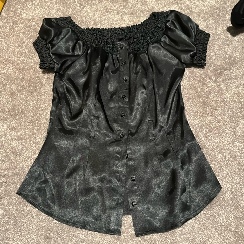 Brand new black silk top